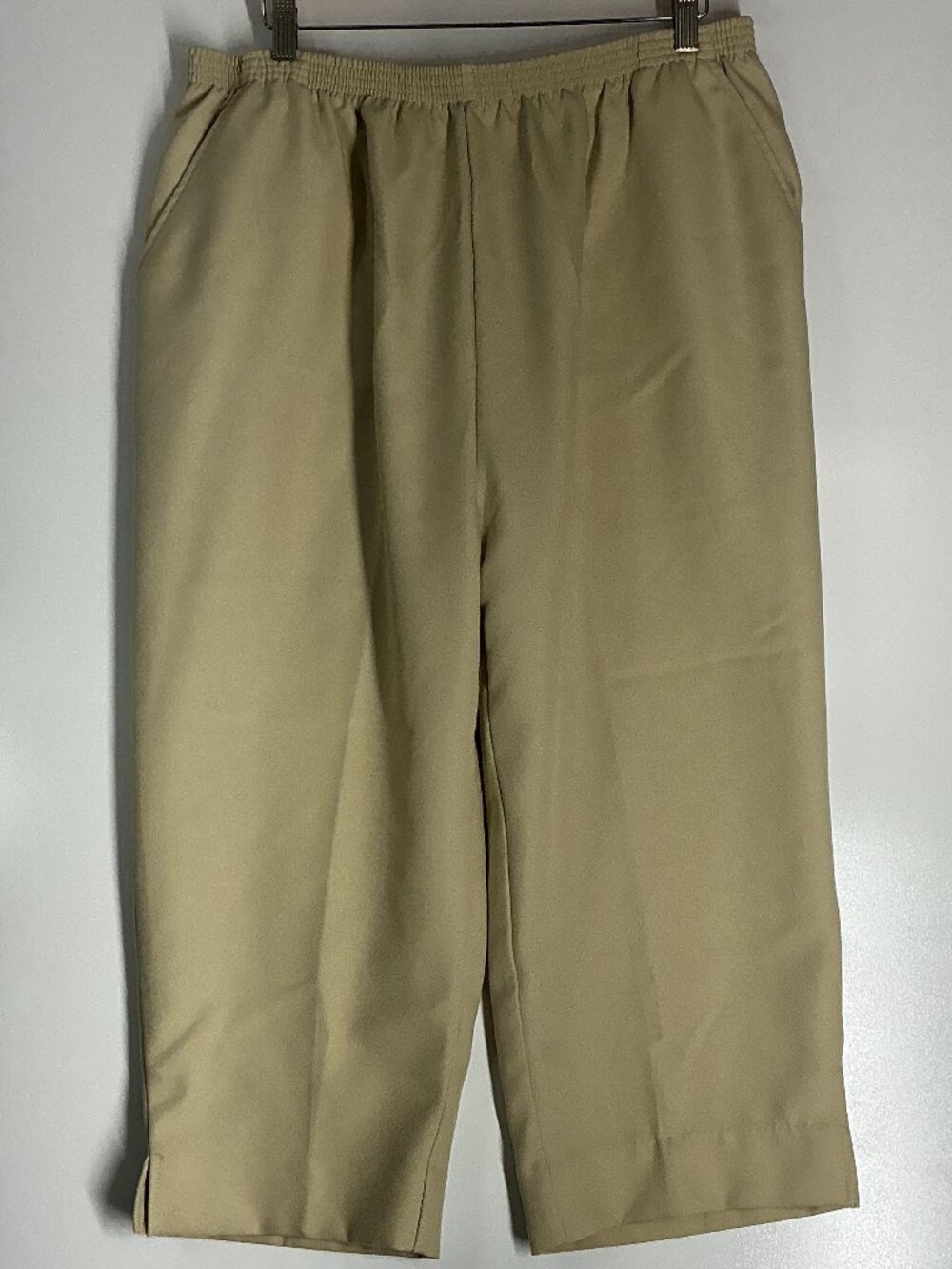 Salon Studio XLA Tan Pull-On Cropped Pants Elastic Waist Wide Leg